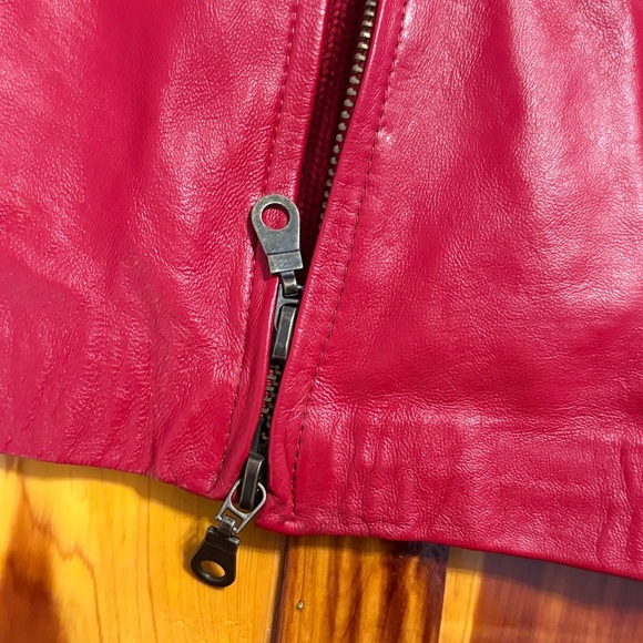 Vintage Maurice Sasson Red Leather Zip Sweater Jacket Women's Size Medium - Picture 5 of 11